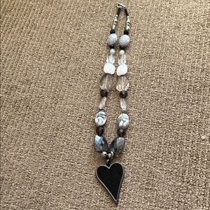 Elegant Black and Silver Heart Pendant Necklace